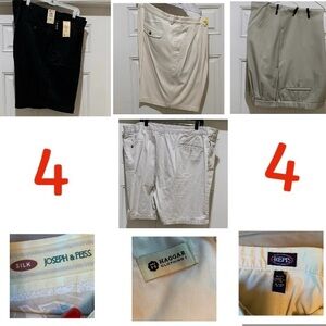 Men's 4 Pair Shorts Collection 46 W Bundle Black, Beige, Khaki ,Pale Yellow